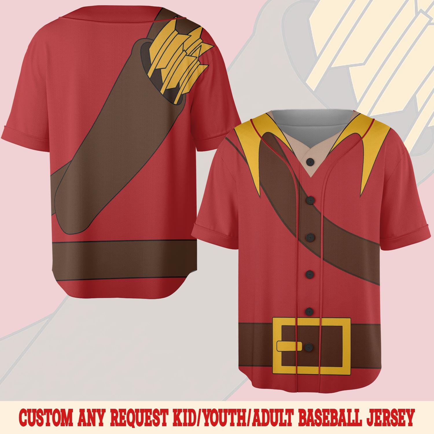 Discover Disney Gaston Costume Baseball Jersey, Beauty The Beast Antagonists Tee