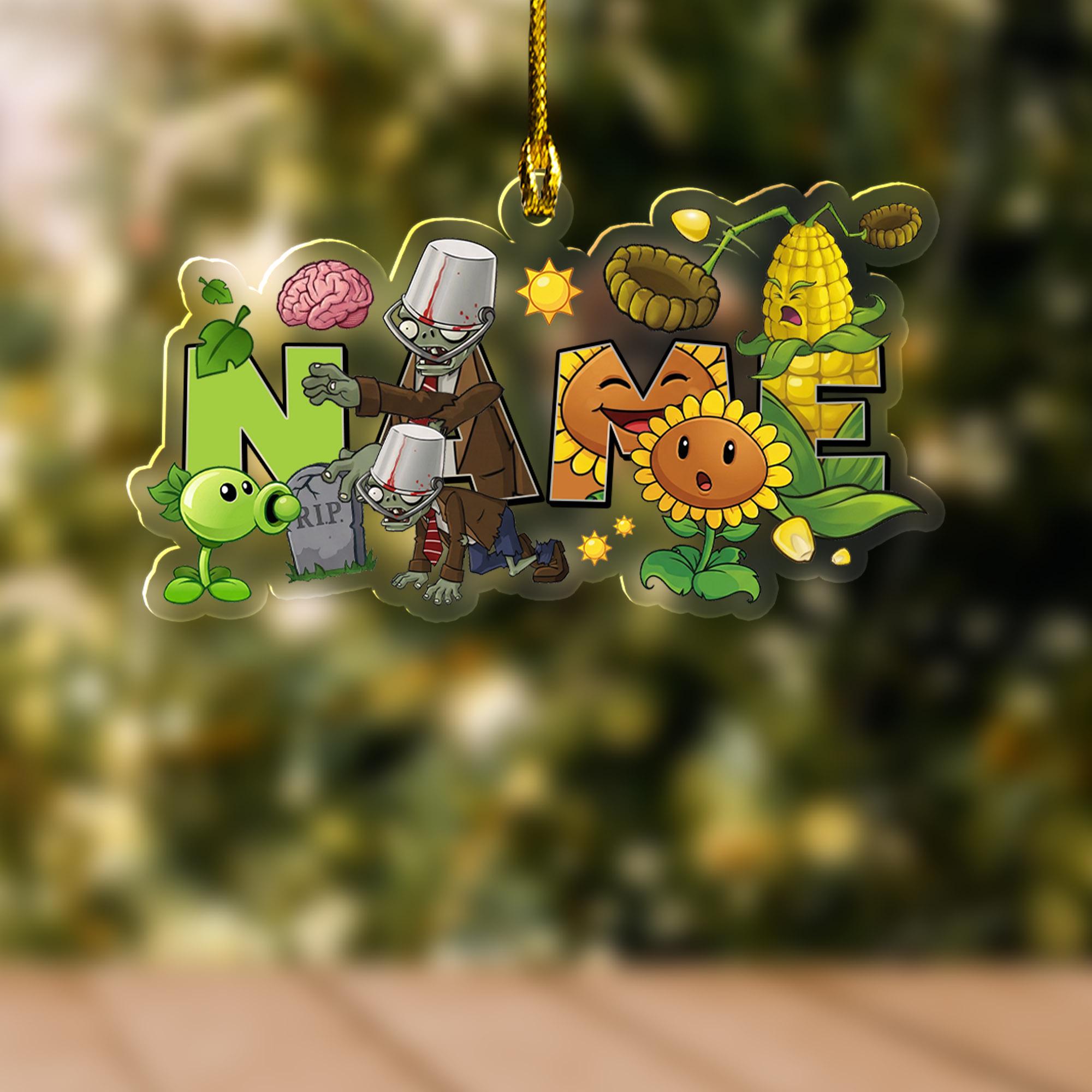 Discover Personalized Plants vs Zombies Christmas Ornament, Custom Boy Girl Game Acrylic Ornament