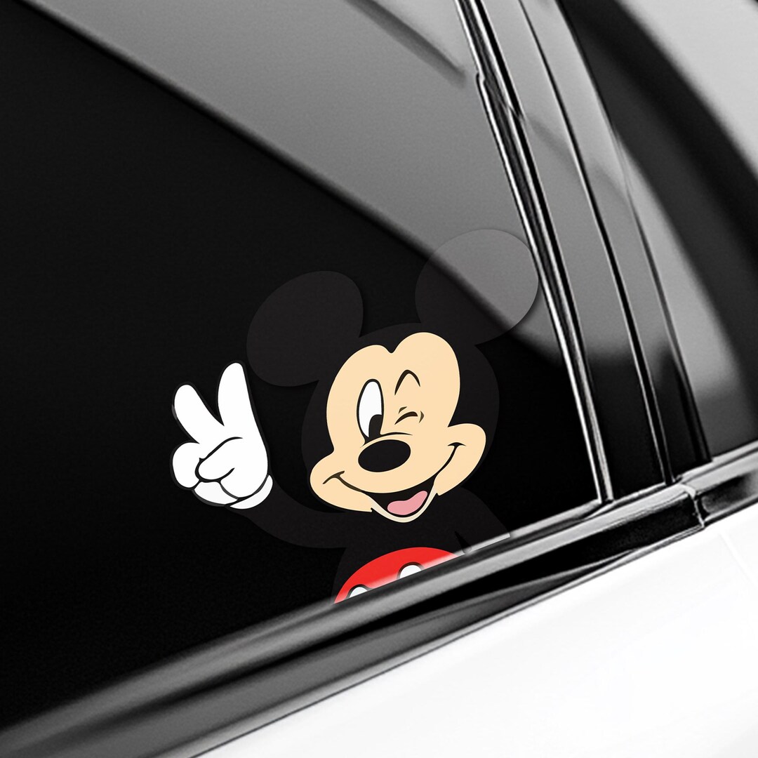 Disney Mickey Mouse Peeking Car Window Decal - Bumper Waterproof Vinyl ...