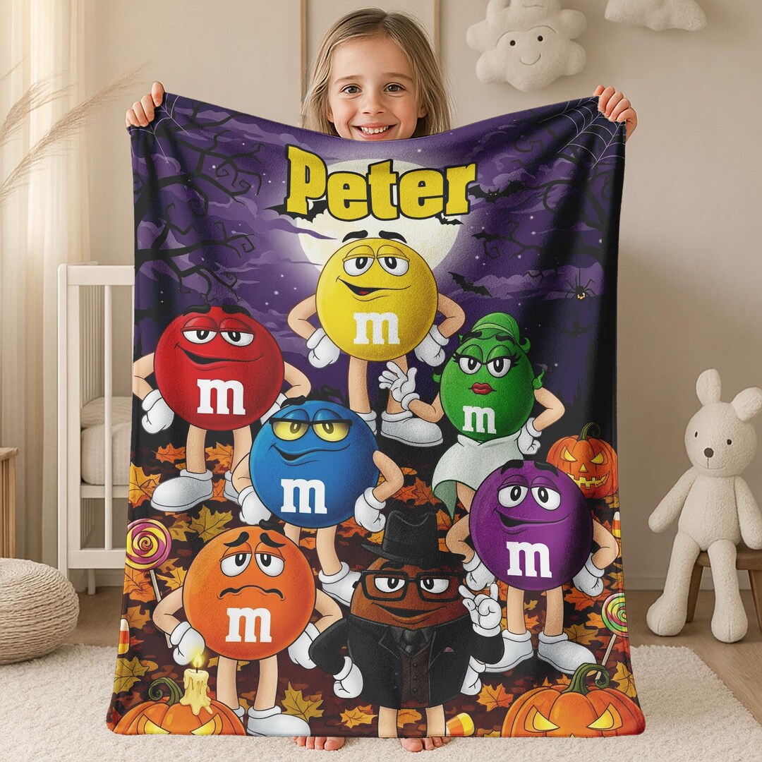 M and M Candy Blanket, Personalized M&m's World Blanket, M and M