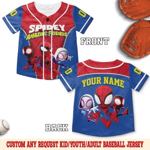 Personalized Disney Spidey and His Amazing Friends Baseball Jersey, Superhero Spidey Birthday, Spiderman Birthday Family Tee OHQJ11