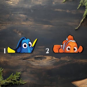 Dory Nemo Peeker Peeking Car Window Decals - Funny Bear Bumper Waterproof Stickers - Finding Nemo - Pack Stickers UNZMSK23