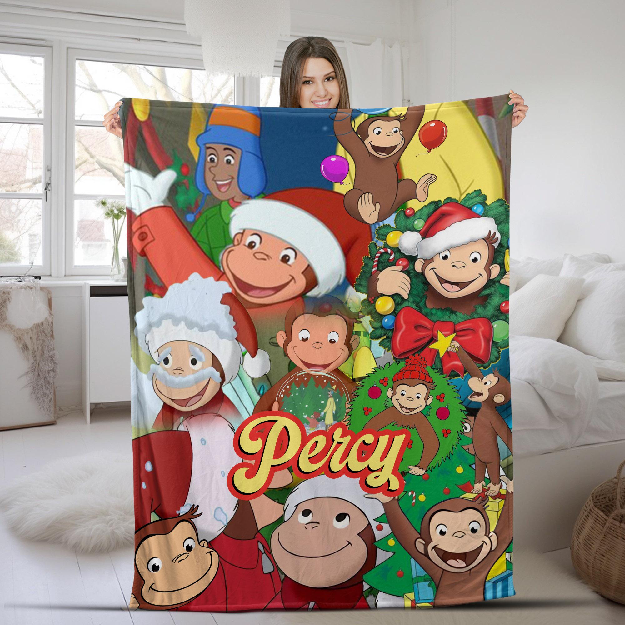 Discover Personalized Curious George Christmas Blanket, Curious George Christmas Blanket