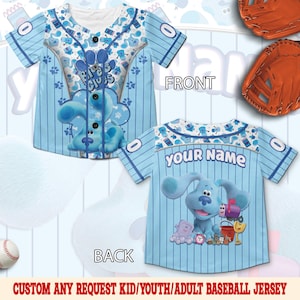 Personalized Blue Clues Baseball Jersey, Blue Dog Lovers Birthday Girl Jersey, Blue Clues Family Shirt, Blue Clues Kids OHUX05
