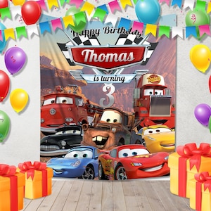 Disney Cars Birthday Banner, Cars Birthday Backdrop Decoration, Cars Birthday Party, Cars Party Decoration, Cars Birthday Gift SLTN11