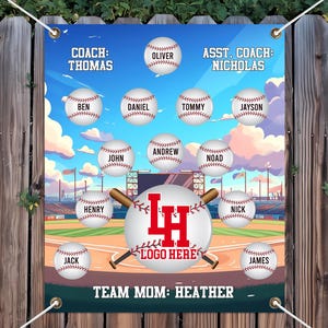 Baseball Team Banner/Softball Team Banner/T-Ball Team Banner/Custom Team Banner/Sport team Banner With Metal Grommets OHQU01