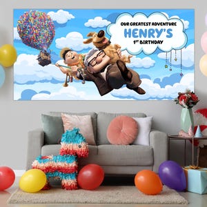 Disney UP Family Birthday Backdrop/Disney UP Birthday Banner/Carl Ellie Backdrop/Custom Disney UP Birthday Backdrop OFXT23