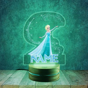 Disney Princess Birthday Night Light/Frozen Night Light/Frozen Bedroom Sign/Frozen Kids Bedroom Decor/Child Nursery Nightlight O-01032360