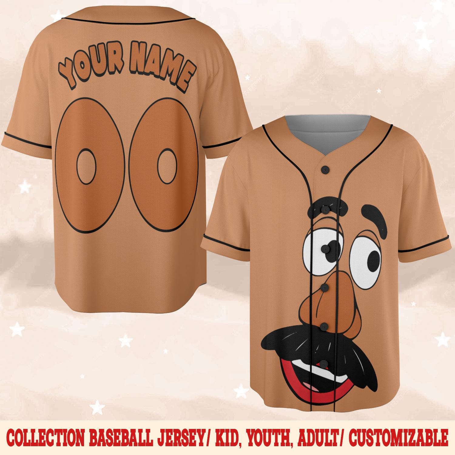 Discover Toy Characters Head Face Couple 3D Baseball Jersey