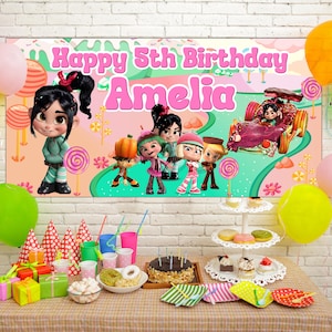 Vanellope Wreck It Ralph Birthday Backdrop/Wreck It Ralph Vanellope Banner/Wreck It Ralph Backdrop/Wreck It Ralph Birthday Backdrop OHSD15