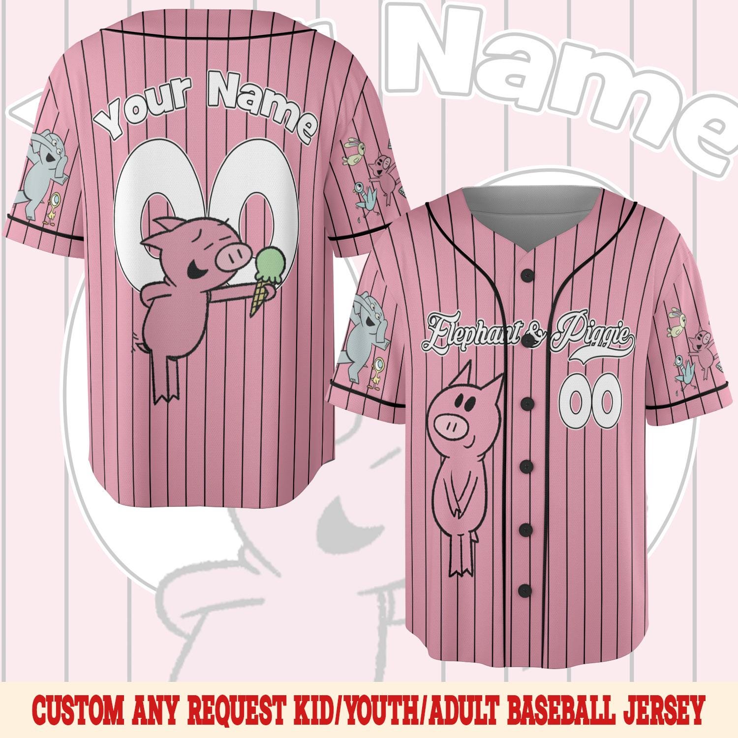 Discover Elephant and Piggie Baseball Jersey  Mo Willems Character Shirt