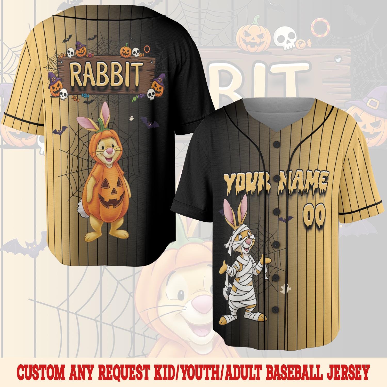 Discover Custom Disney Winnie the Pooh Halloween Baseball Jersey, Custom Disney Jersey