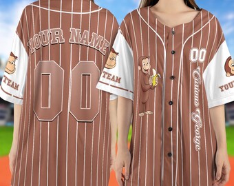 Curious George Birthday Baseball Jersey, Curious George Baseball Shirt, Curious George Birthday Jersey Shirt, Custom Baseball Jersey SLVZ13