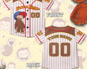 Curious George Birthday Baseball Jersey/Curious George Baseball Shirt/Curious George Birthday Jersey Shirt/Custom Baseball Jersey OHRY02