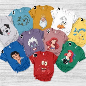 Disney The Little Mermaid Group Face Outline Matching Shirt, Disney Halloween Costume Shirt, Ariel Flounder Sebastian Ursula Shirt AXGZ07