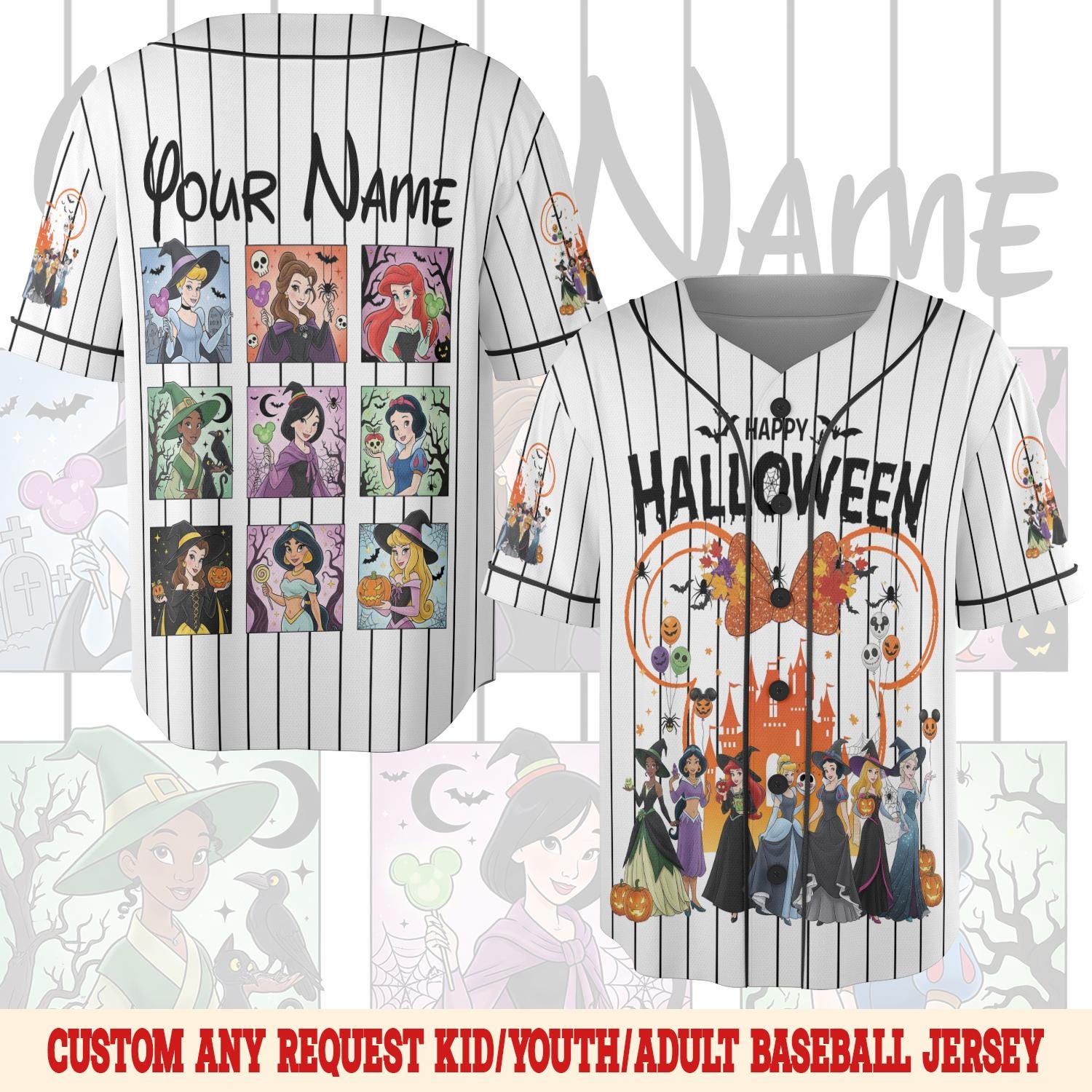 Discover Personalized Disney Princess Halloween Baseball Jersey