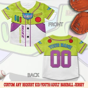 Custom Buzz Lightyear Baseball Jersey, Toy Story Birthday Jersey, Disney Character Matching Baseball Shirt, Disney Baseball Team SLWH12