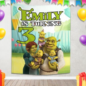 Shrek Family Birthday Backdrop/Shrek Birthday Banner/Shrek Backdrop/Custom Shrek Birthday Backdrop OGWT10