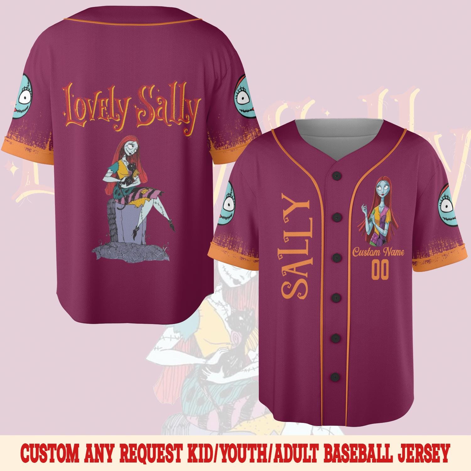 Discover Custom Sally Nightmare Halloween Baseball Jersey, Sally Nightmare Before Christmas Jersey