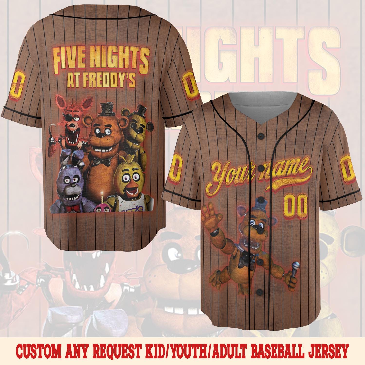 Discover Five Nights at Freddy's Baseball Jersey, FNAF Birthday Shirt, Game Jersey Tee