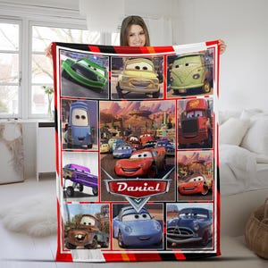 Custom Name Cars Movies Blanket , Lightning MCQueen Baby Blanket, Disney Cars Blanket, Cars Movie Characters Blanket UM2H20