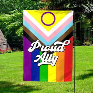 Proud Ally Pride Progress Garden Flag, Trans Rights Flag, LGBTQ Gift, Progress Pride Flag, Social Justice Flag SLT519