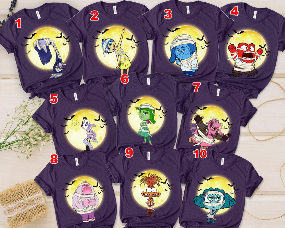 Disney Inside Out 2 Characters Mummy Costume Shirt, Joy, Anger, Anxiety, Envy Halloween Costume Shirt, Disney Halloween Shirt Um2P03 Noxy Design4You