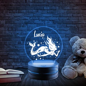 Mermaid Kids Personalized Acrylic Night Light | Birthday Gift for Girls or Boys Custom Name Led Kids Bedroom Decor K-23122224