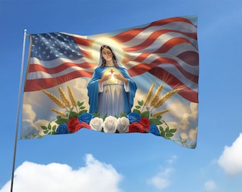 The Immaculate Heart of Mary American House Flag, Welcome Garden Flag, Yard Flag AXGC16