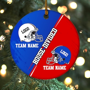 Personalize House Divided Ornament, Custom House Divided, Hockey, Basketball, Baseball, Football, Any Combination, Christmas Tree SJ3222