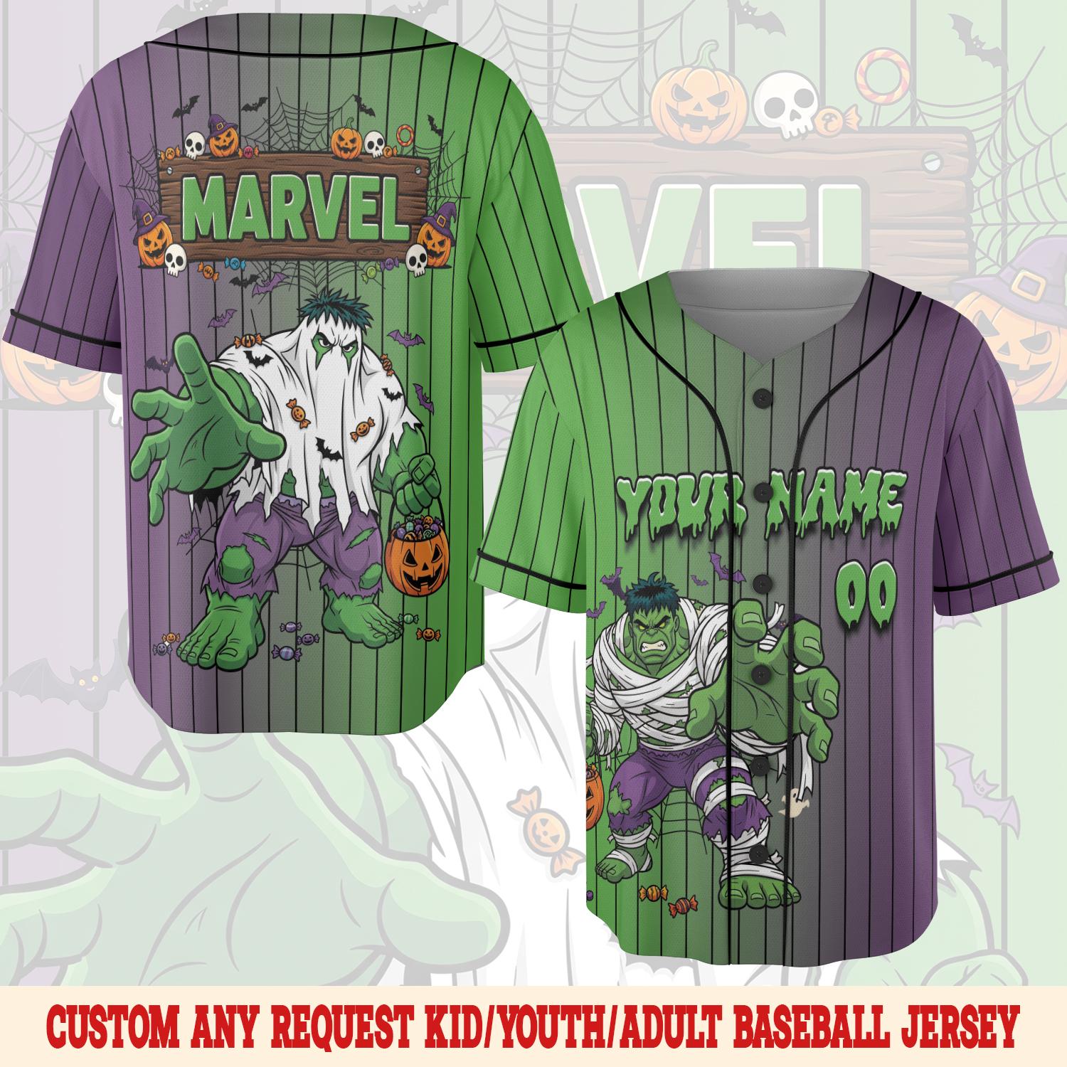 Discover Retro Marvel Halloween Baseball Jersey, Avengers Superhero Halloween Jersey