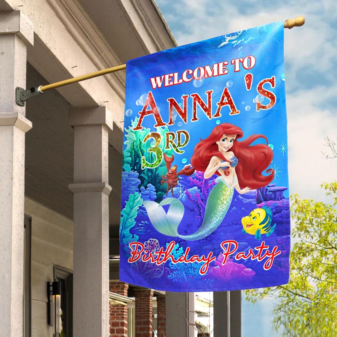 Little Mermaid Birthday Garden Flag, Ariel Welcome Yard Sign, Under the ...