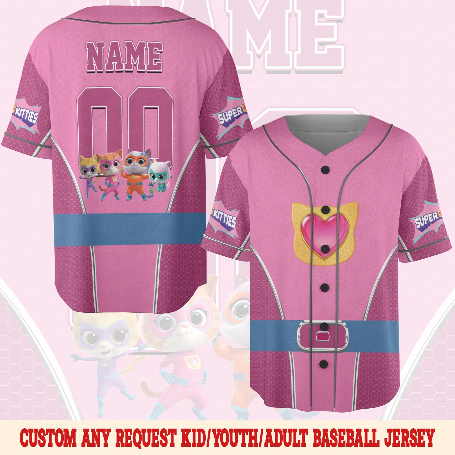 Discover Ginny SuperKitties Baseball Jersey, Ginny Cat Costume Jersey, Cartoon Halloween Cosplay