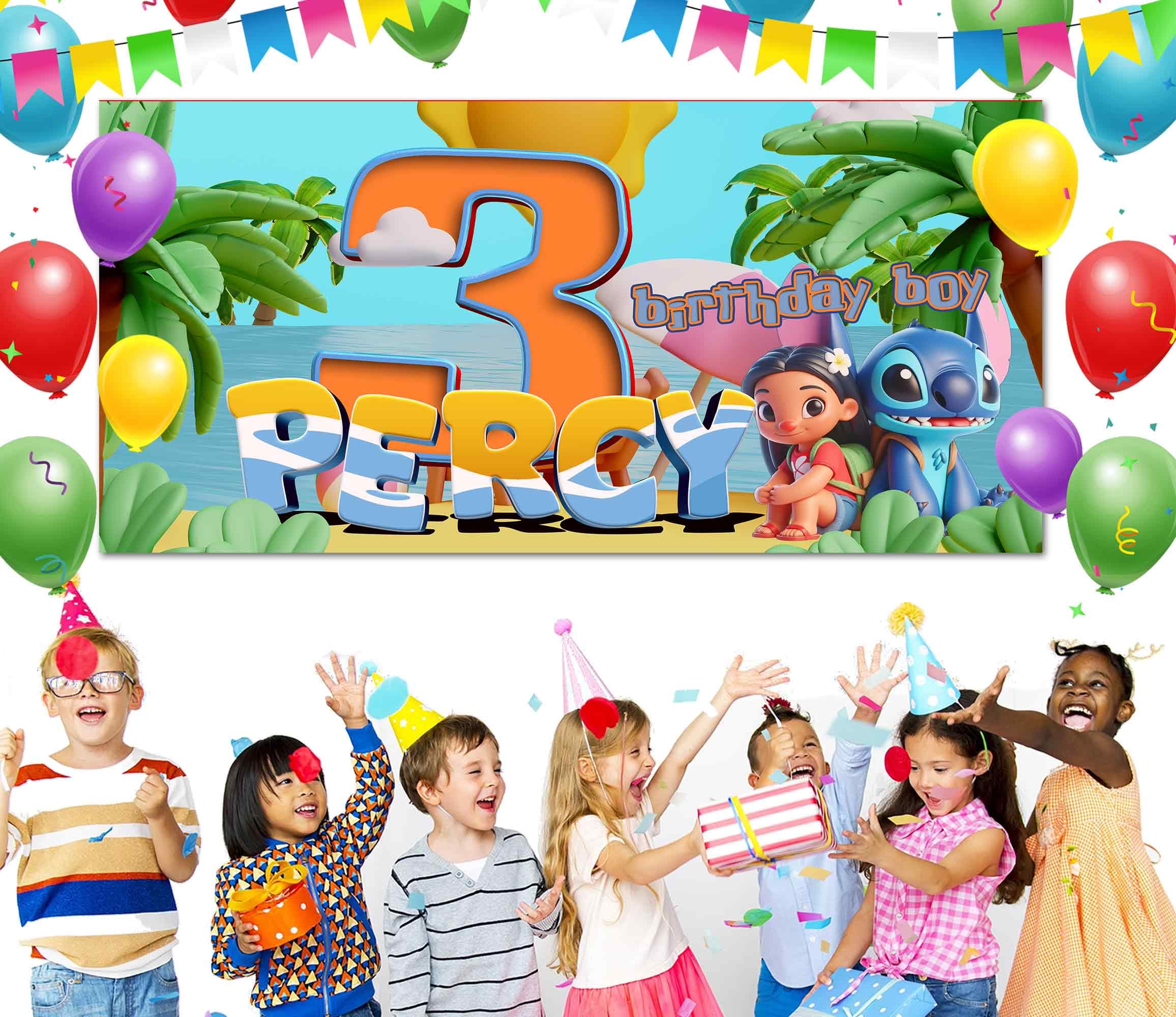 Bannière Anniversaire Lilo & Stitch – Fond Photo Déco – Vinyle Vert