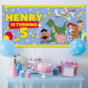 Toy Story Backdrop Banner, Birthday Party Supplies, Woody, Buzz, Disney Animation, Buzzlightyear, Background, Photo Booth UNWH24