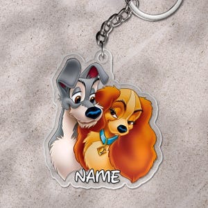 Disney Lady And The Tramp Keychain, Personalized Lady And Tramp Keychain, Disney Tree Keychain, Custom Disney Dog Keychain SK4Q54