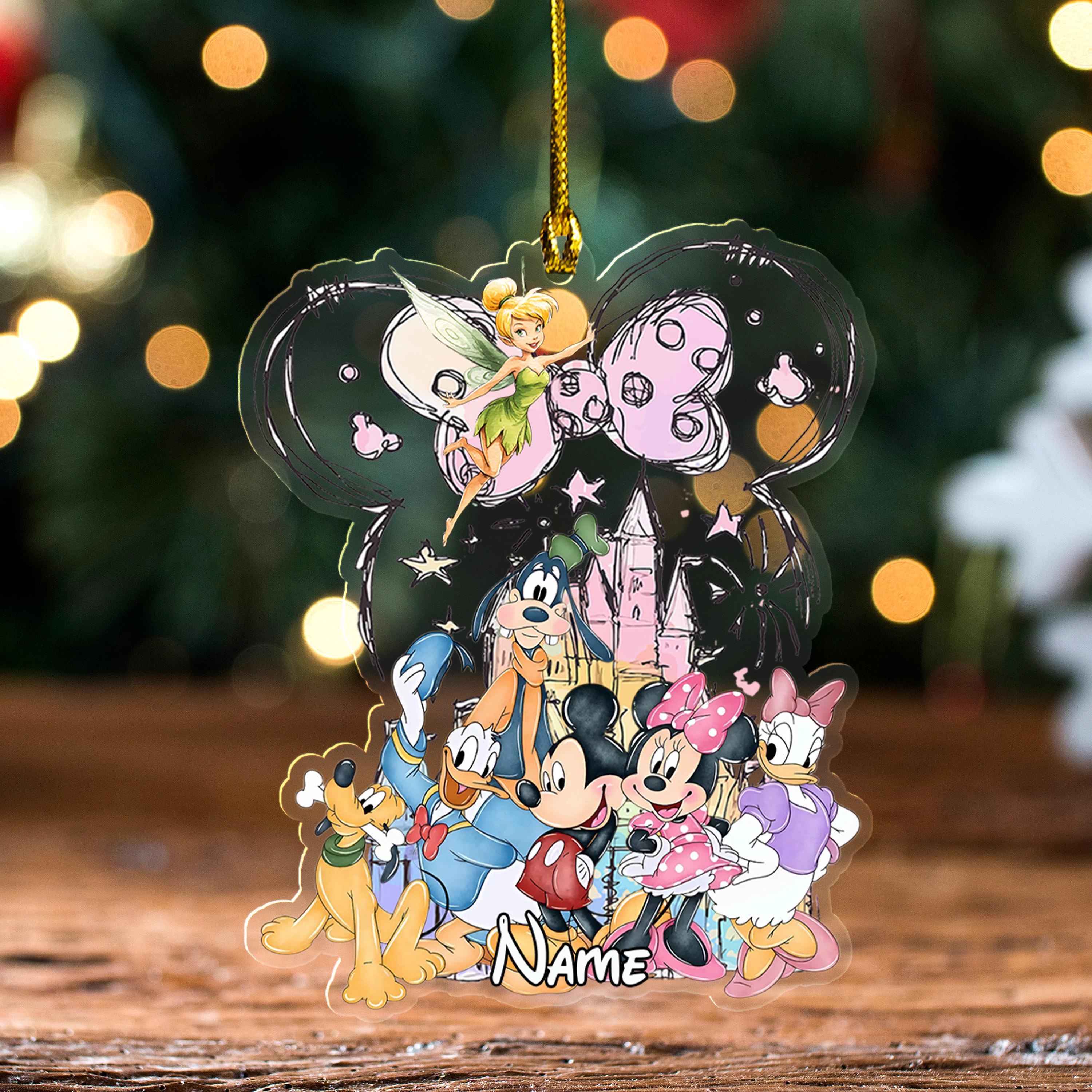 Discover Personalized Watercolor Disney Mickey friends Christmas Ornament