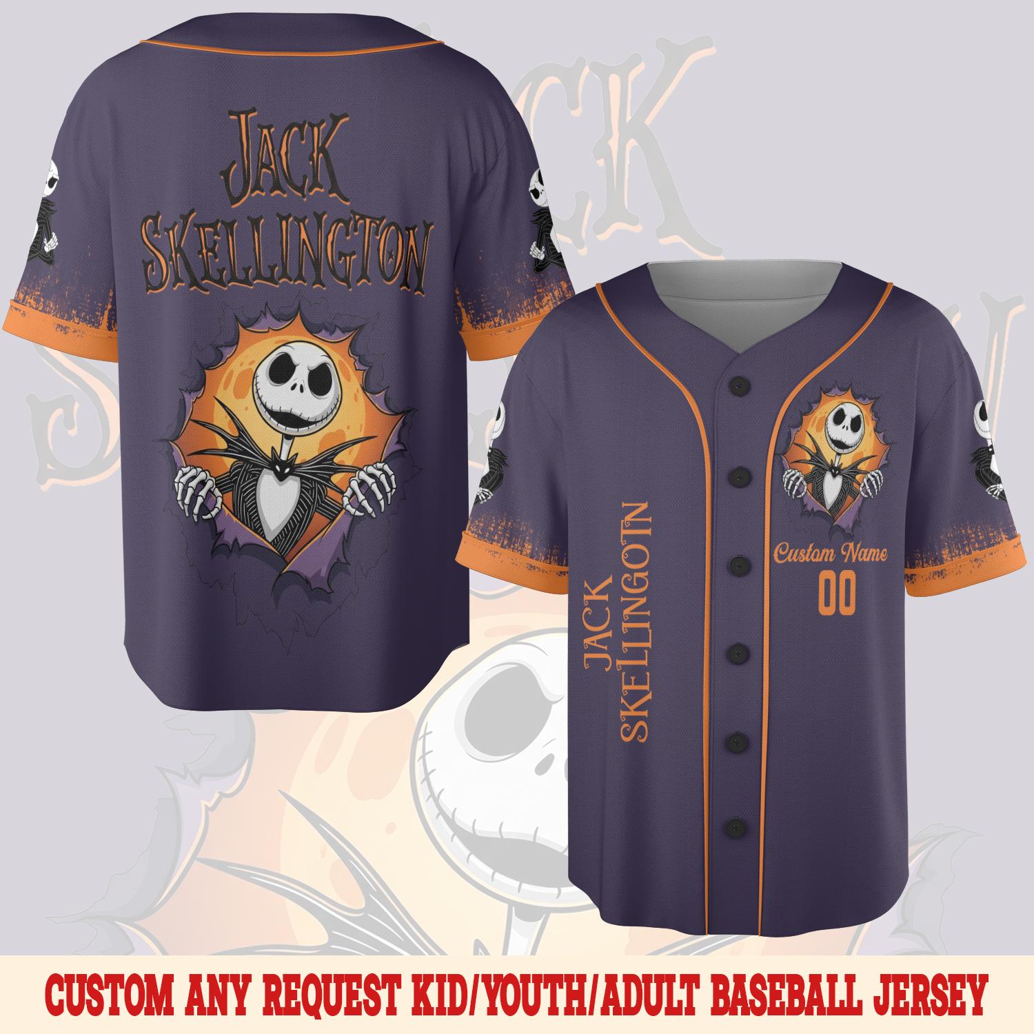 Discover Personalized Jack Skellington Baseball Jersey, Custom Nightmare Before Christmas Jersey