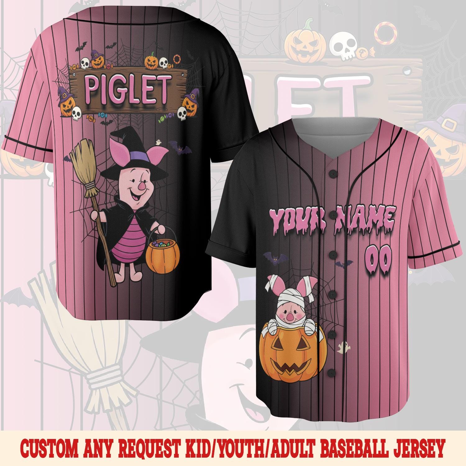 Discover Custom Disney Winnie the Pooh Halloween Baseball Jersey, Custom Disney Jersey