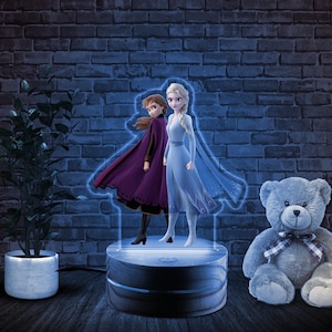 Personalized Elsa Anna Frozen Christmas Night Light, Disney Kid Christmas Night Light, Princess Night Light, Frozen Night Light SK4E23