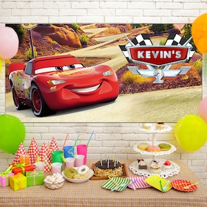 Cars Birthday, Lightning McQueen Birthday Banner, Custom Cars Backdrop, Kids Birthday Decor, Custom Birthday Backdrop E1MH26