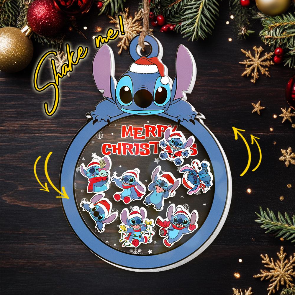 Discover Custom Stitch Family Shaker Acrylic Ornament, Personalized Disney Christmas Ornament 2025