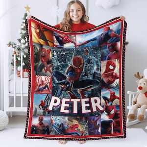 Personalized Spiderman Blanket/Spider Man Fleece Blanket/Spiderman Birthday Gift/Spider Man Across The Spiderverse/Blanket Quilt OHXG06