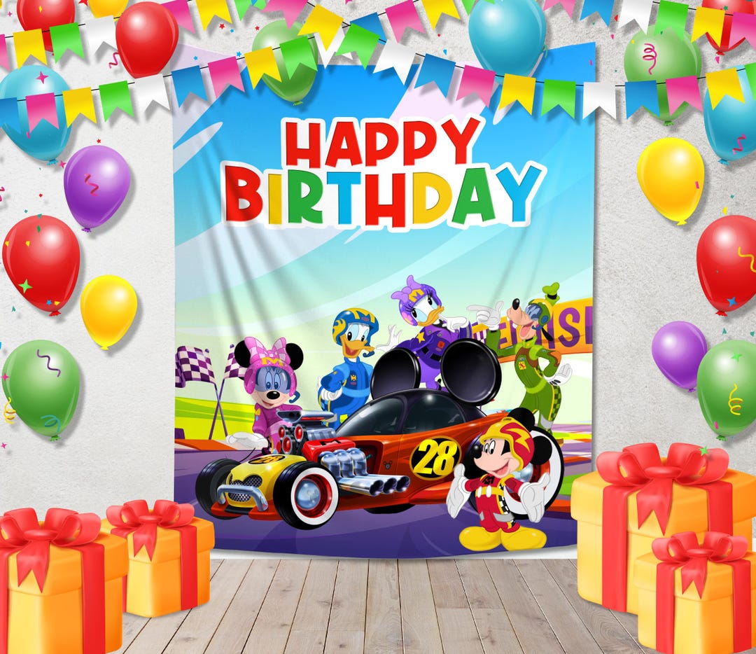 Mickey Racers Flag Mickey and Friends the Roadster Racers Banner, Birthday Party ...