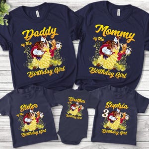 Personalized Disney Princess Belle Birthday Shirt/Beauty Beast Family Birthday Party/Birthday Girl Shirt/Birthday Princess O-04052315