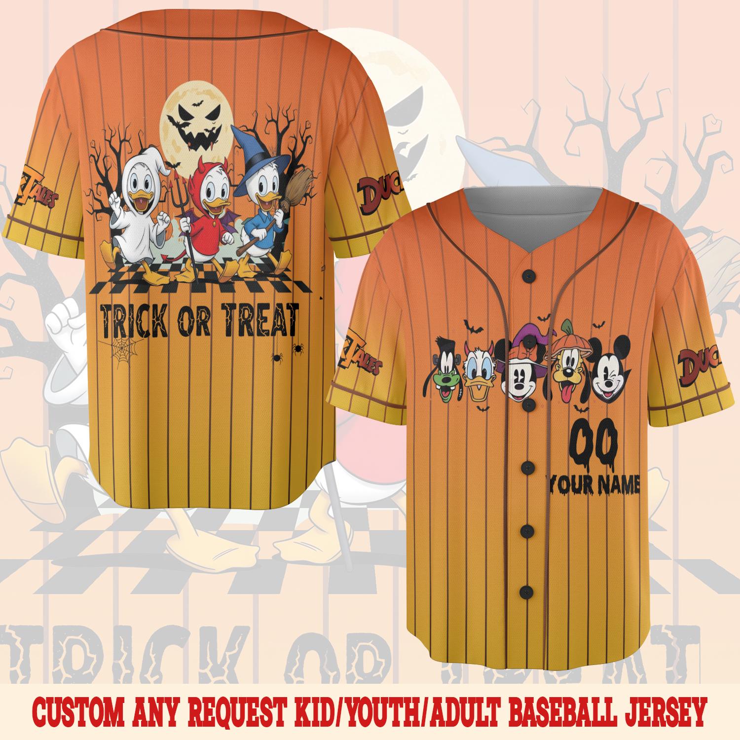 Discover Disney Trick or Treat Mickey Friends Baseball Jersey, Disney Characters Family Trip Shirt