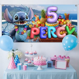 Lilo and Stitch 3D Birthday Backdrop/Lilo Stitch Birthday Banner/Lilo and Stitch Backdrop/Custom Lilo and Stitch Birthday Backdrop OHTK01