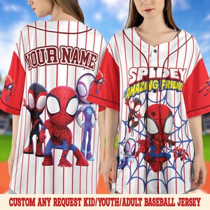 Personalized Disney Spidey and His Amazing Friends Baseball Jersey, Superhero Spidey Birthday, Spiderman Birthday Family Tee OHSG01