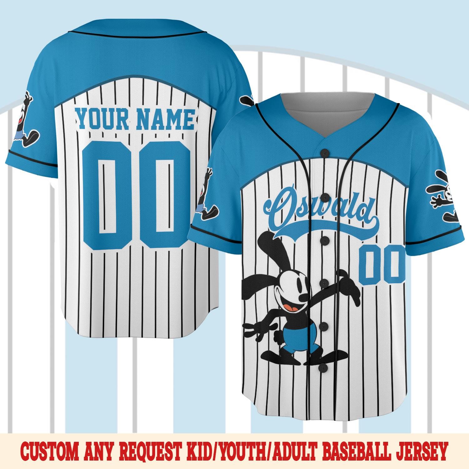 Discover Disney Oswald The Lucky Rabbit Baseball Jersey/Custom Disney Oswald Lucky Rabbit Personalized Jersey