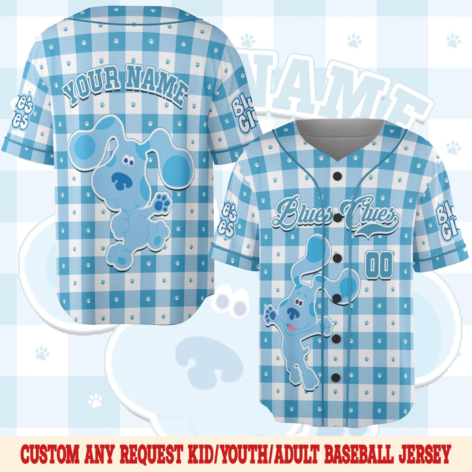 Discover Personalized Blue Clues Baseball Jersey, Blue Dog Lovers Birthday Girl Jersey